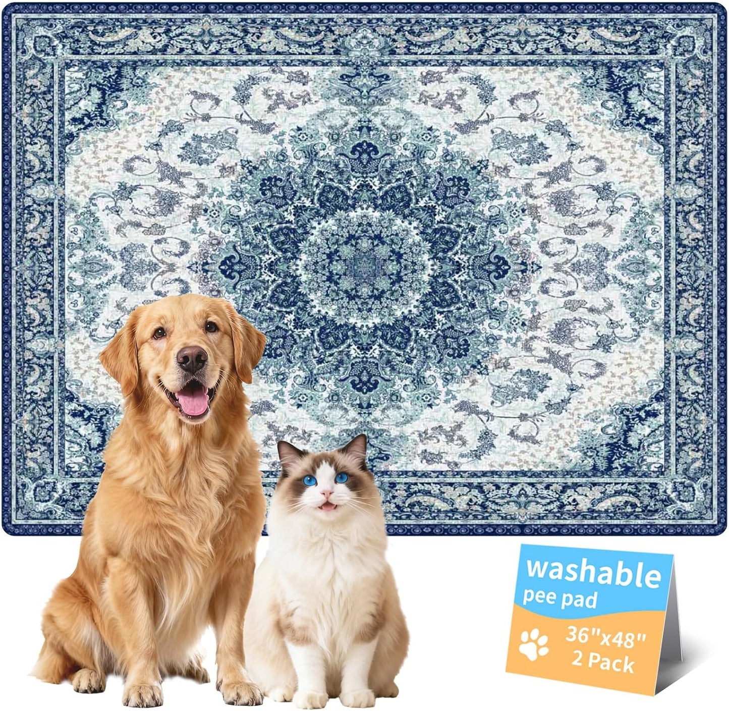 Washable Pee Pads for Dogs, Reusable Puppy Potty Training Pads, Ultra-Absorbent Thick Waterproof Leak-Proof Non-Slip Pads & Mat for Crate, Playpen, Floor, Whelping & Housebreaking , 2 Pack 18"x24"