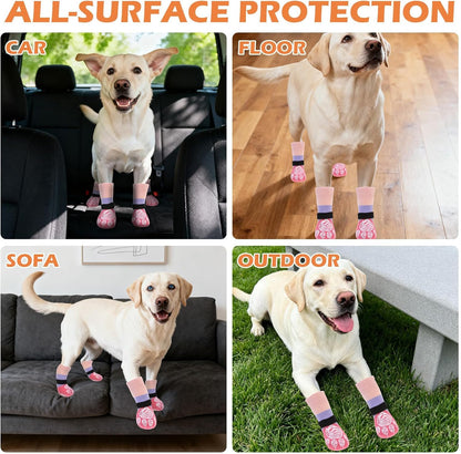 EXPAWLORER Anti Slip Dog Socks to Prevent Licking Paws, Dog Shoes for Hot Pavement Walk, Dog Booties for Hardwood Floors, Dog Boots & Paw Protectors with Grippers for Small Medium Large Senior Dogs M