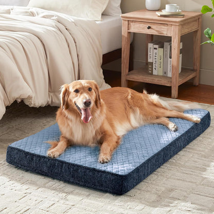 JOEJOY XL Dog Beds Large Sized Dog, Orthopedic Big Dogs Crate Bed with Washable Removable Cover, Extra Thick Egg-Crate Memory Foam Pet Beds up to 80 lbs, Grey, 41"x27"