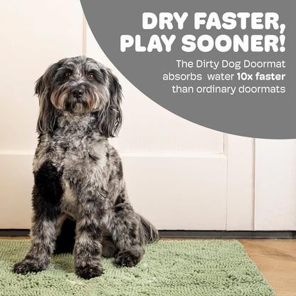 Dog Gone Smart Dirty Dog Doormat - Fast Drying Rug with Super Gripper Backing for Clean Floors - Super Absorbent and Machine Washable Mat for Muddy Paws - Grey
