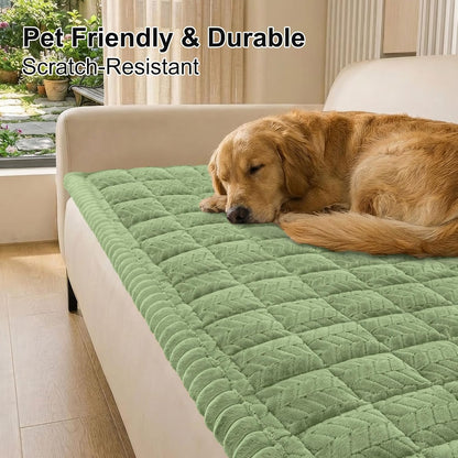 Smiry Non Slip Couch Covers for Dogs, Fuzzy Pet Couch Covers for 2-3 Cushion Sofa Pet Friendly, Soft Sofa Slipcovers Cushion Furniture Protector Washable (Beige, 27.6" x 59")