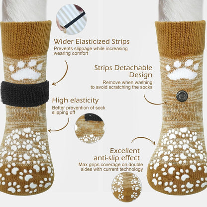 EXPAWLORER 6Pcs Anti-Slip Dog Socks to Prevent Licking Paws,Dog Shoes for Hot Pavement,Dog Booties Traction Control on Hardwood Floor,Boots & Paw Protectors, for Puppy Small Medium Large Senior Dogs