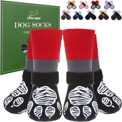 EXPAWLORER Anti Slip Dog Socks to Prevent Licking Paws, Dog Shoes for Hot Pavement Walk, Dog Booties for Hardwood Floors, Dog Boots & Paw Protectors with Grippers for Small Medium Large Senior Dogs M