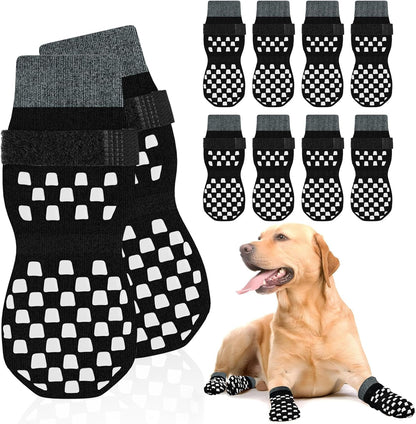 Anti Slip Dog Socks to Prevent Licking Paws, Dog Shoes for Hot/Cold Pavement, Dog Boots on Hardwood Floors, Traction Control Dog Booties & Paw Protectors for Small Medium Large Senior Dogs
