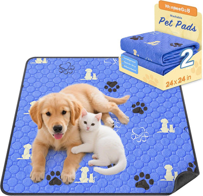 WanpeeGoo Washable Pee Pads for Dogs, 4 Pack Absorbent Reusable Training Dog Pads Pet Puppy Pads, Non-Slip Potty Pads for Whelping, Playpen, Crate, Bed, Grey 18"x24"