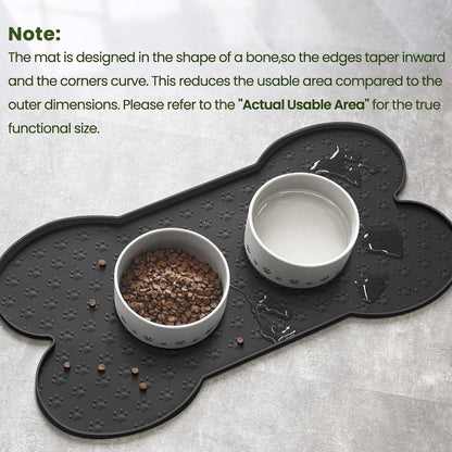 PWTAA Dog Food Mat Anti-Slip Silicone Dog Bowl Mat Thicker Pet Placemat Waterproof Cat Feeder Pad with Raised Edge Puppy Kitten Feeding Mats Suitable Small Medium-Sized Dogs Cats Eating Tray