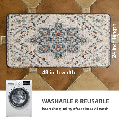 nunubaby Washable Pee Pads for Dogs, Stylish, Non-Slip and Leak-Proof Pee Pads. Reusable Potty Pads for Dogs for Crates and Floors.(Beige/Multi, 24" x48" )