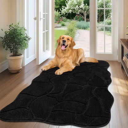 BSICPRO Large Dog Door Mat for Mud Paws, 22x47 Absorbent Dirt Trapper Long Door Mat, Non-Slip Washable Mud Mat for Dogs, Microfiber Soft Pet Rug Mat for Entryway, Dog Paws, Patio (Gray)