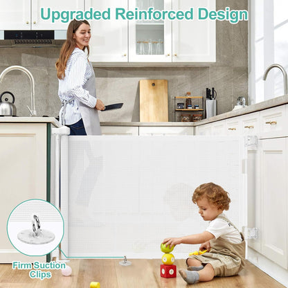 Upgrade 120 inch Retractable Baby Gates, EZIGO Extra Wide Baby Gate for Large Opening Extra Long Mesh Gate for Kids or Pet Dog Gate Child Safety Gate for Stairs Hallways Doorway Indoor Outdoor, Gray