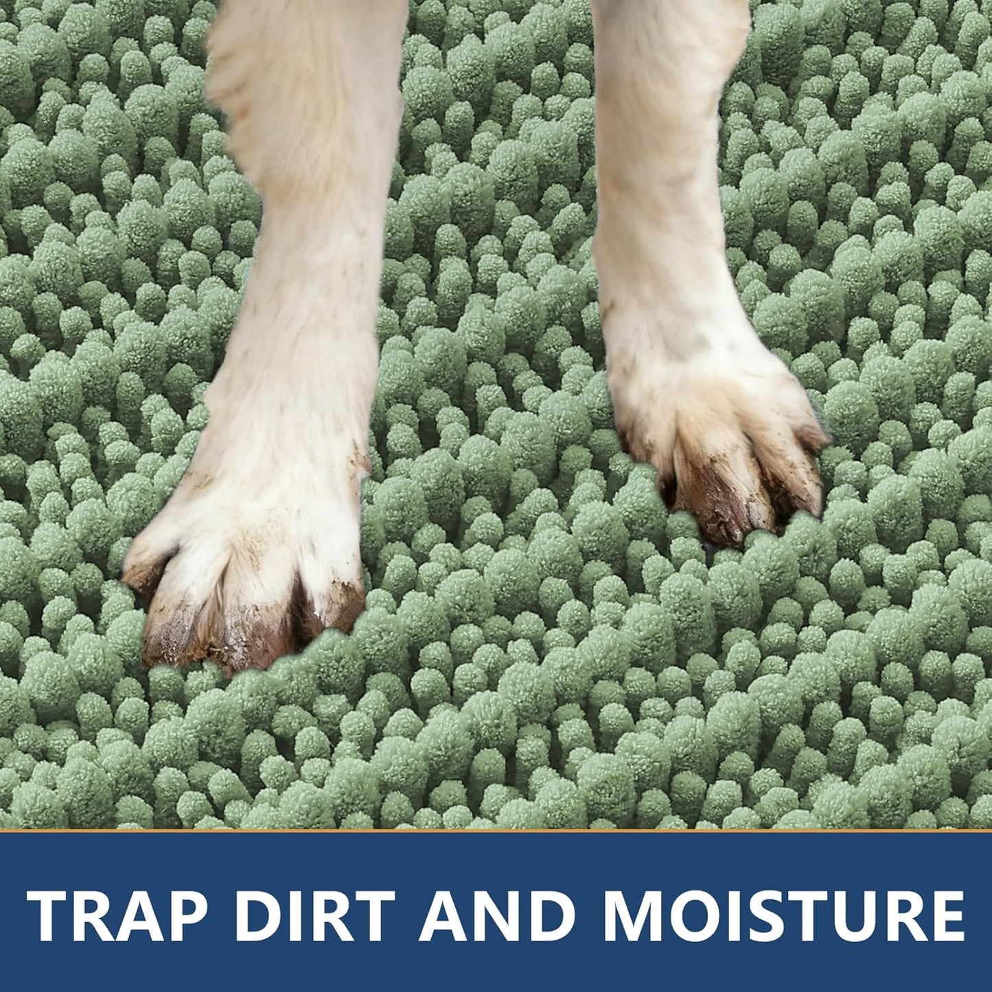 Smiry Dog Door Mat for Muddy Paws 30x20, Extra Soft Absorbent Chenille Doormat, Trap Moisture and Dirt, Non-Slip Machine Washable Front Door Mat for Indoor Entrance Inside Floor, Grey