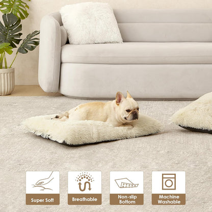 EHEYCIGA Fluffy Dog Crate Bed for Medium Dogs, Plush Faux Fur Crate Pad, Calming Anti Anxiety Medium Dog Bed, Washable Soft Warm Crate Mat with Non-Slip Bottom
