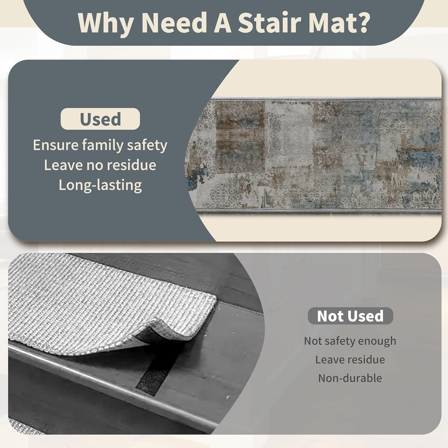 Non-Slip Stair Treads for Wooden Steps 15pcs,8"x30" Stair Carpet Treads for Indoor Use,Peel and Stick Stair Runners,Washable Reusable Adhesive Backing,Pet-Friendly Stair Capet for Kids,Elders,Dogs