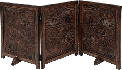 Freestanding Pet Gate for Dogs, Foldable Wooden Dog Gate for House, Indoor Dog Gate for Stair, Doorway, House Design Gates for Dogs Indoor, 72 Inch Wide, (18" x4 Panels 72 inch), Burnt Finish