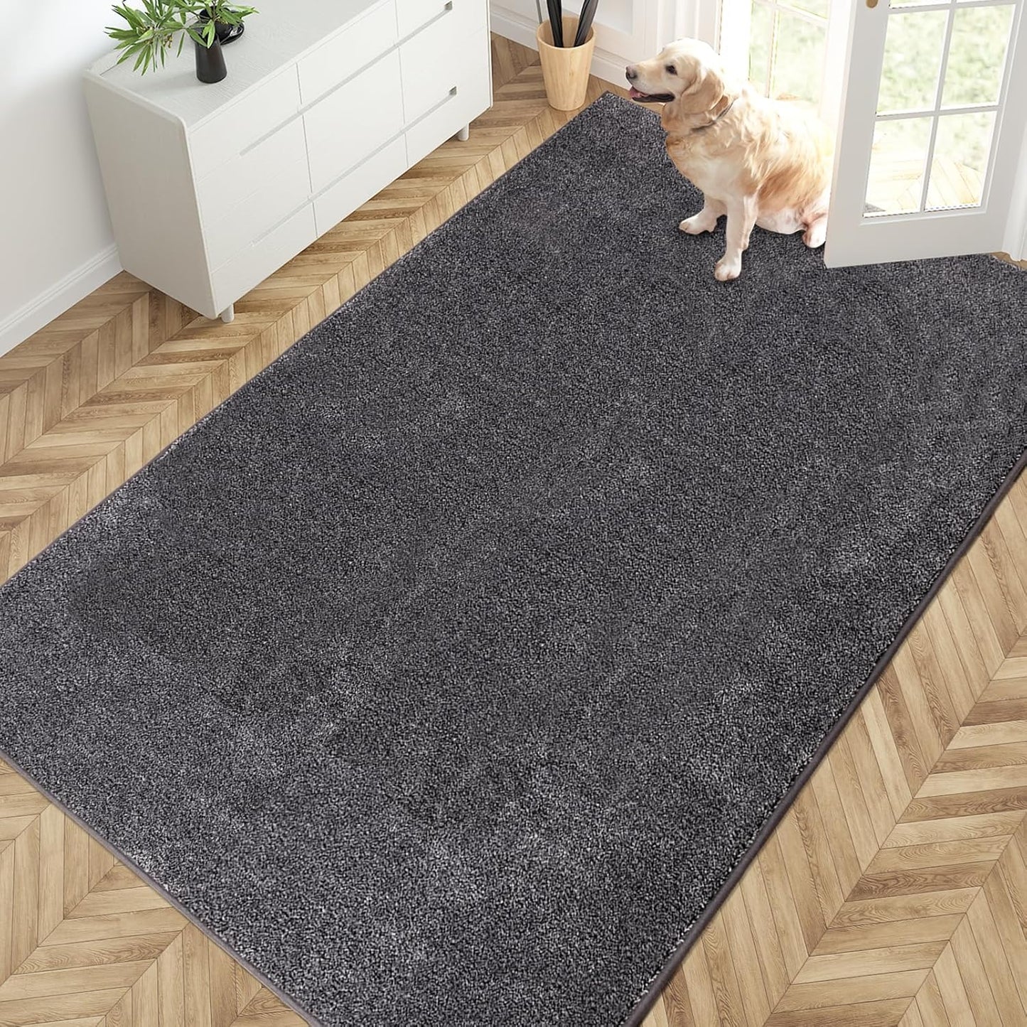 PURRUGS Dirt Trapping Door Mat 20" x 31.5", Non-Slip Machine Washable Entryway Rug, Dog Doormat, Indoor Front Door Mat, Super Absorbent Entry Rug for Muddy Shoes & Paws, Bluish Grey-Black