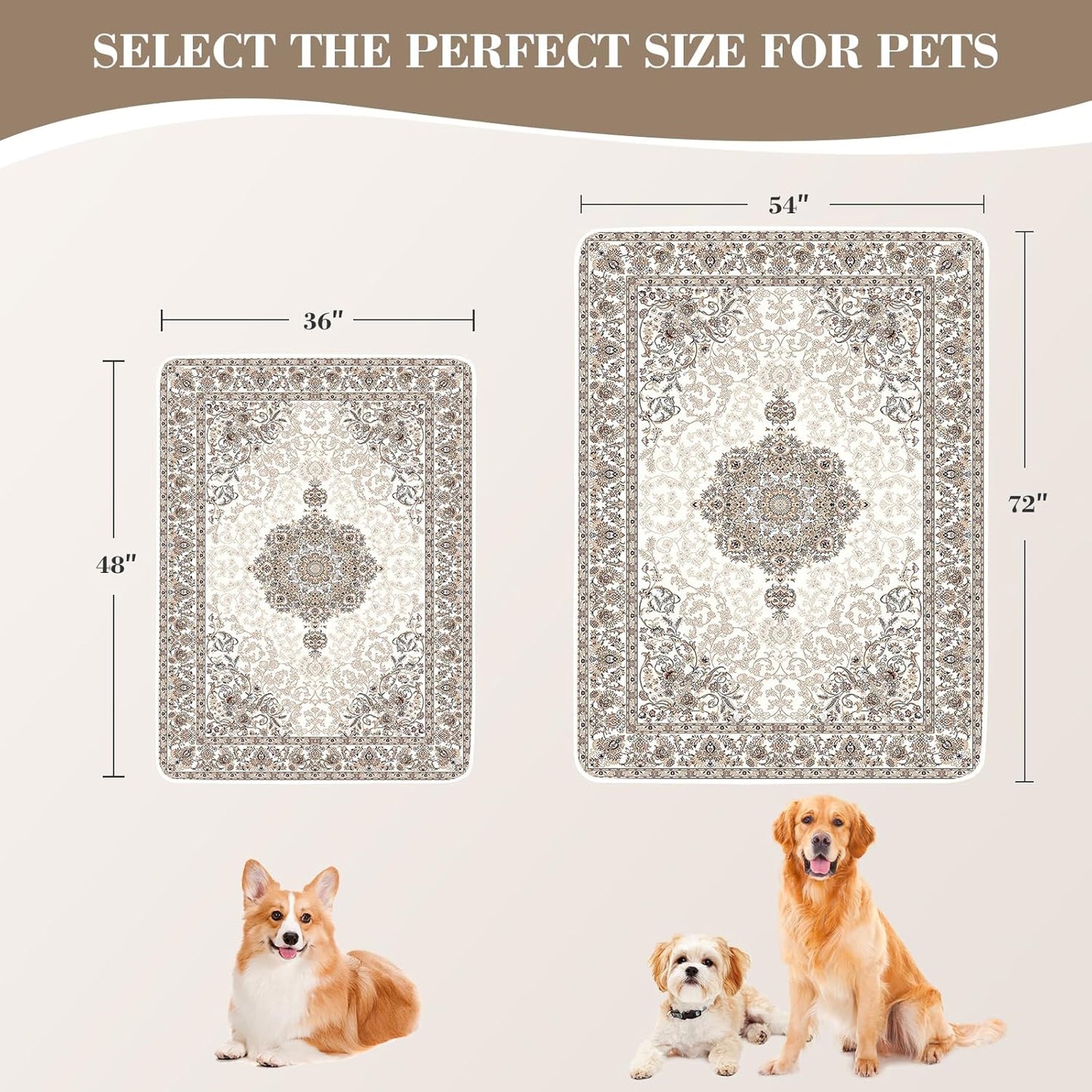 Dogcator Washable Pee Pads for Dogs, 2 Pack Reusable Puppy Training Pads. 36''x48'' Super Absorbent Dog Rugs, Non-Slip and Leakproof Pee Mat for Dogs, Whelping Pads for Crates and Floors