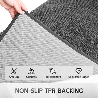 Ultra Absorbent Dog Door Mat for Muddy Paws, 60" x 36" Chenille Mud Mat for Dogs, Quick Dry, Trap Dirt Non-Slip Machine Washable Entry Rug for Indoor Outdoor Entrance, Dark Grey