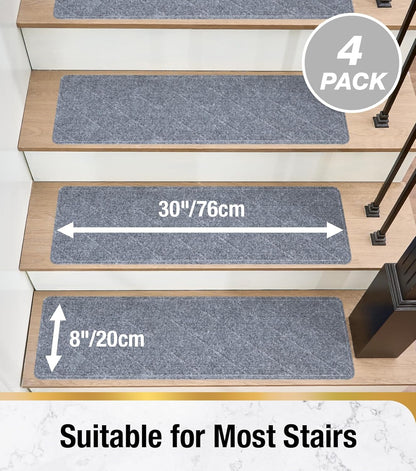 HITSLAM Stair Treads for Wooden Steps, 15 Pack 8 x 30 Inch Peel and Stick Carpet Stair Treads Non-Slip Indoor, Safe for Kids and Dogs, Stair Runners with Self-Adhesive Backing, Easy to Install, Brown