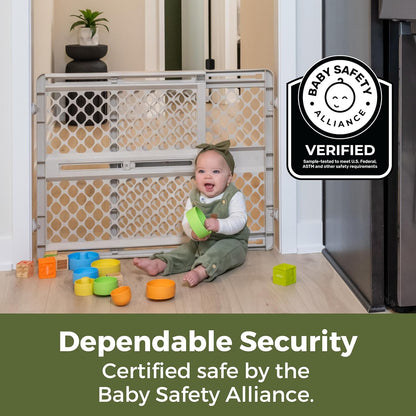 Toddleroo by North States - Renew 100% Recycled Plastic Baby Gate for Doorway; Sturdy for Indoor & Outdoor Use: Pressure Mounted, No Drill Gate; Made in USA; 26" to 42" Wide, 26" Tall; Pure White