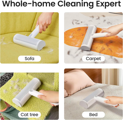 TripleWood Pet Hair Removal Tool and Lint Roller Value Set, Extra Sticky Lint Remover and Reusable Dog Cat Hair Remover for Pet Hair Removal on Furniture, Couch, Carpet, Clothing, Bright White