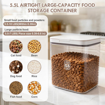 6 lbs Airtight Dog Cat Food Storage Container and Dog Treat Containers BPA-Free, PET Clear Stackable Pet Storage Bin, 1-Cup Scoop, 1-Sponge cleaning brush, Pop Top, With handle, Easy Mobility-Medium