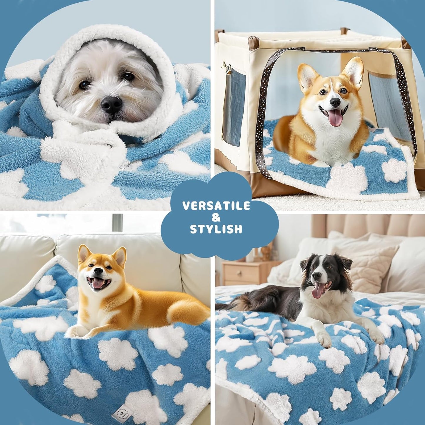 Luciphia Waterproof Pet Blanket for Medium Large Dogs Washable Fluffy Thick Jacquard Shag Fleece Warm Sherpa 3D Textured Flower Print for Cats Puppy Couch Protection (Green,40x28 inches)