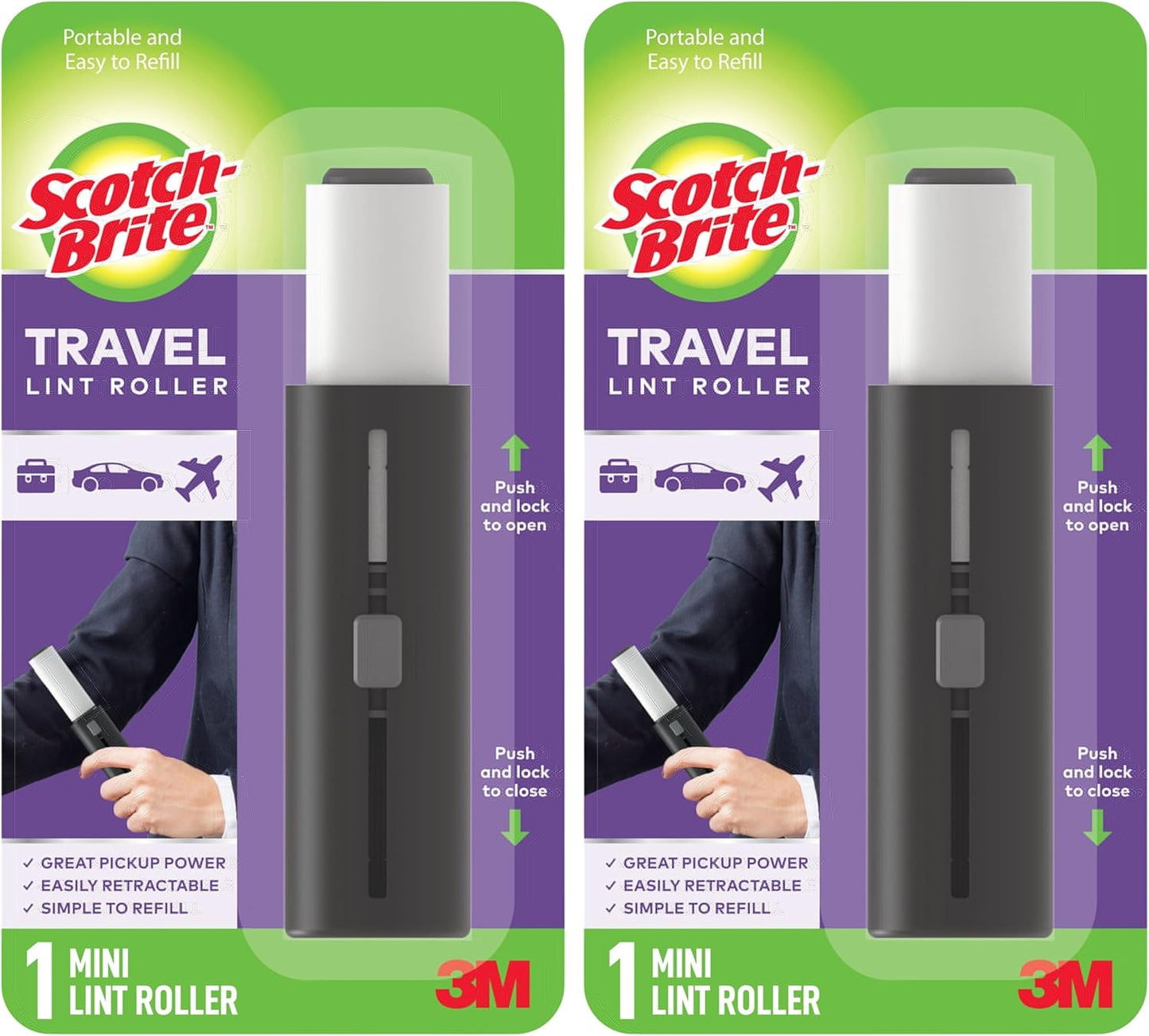 Scotch-Brite Mini Travel Lint Roller, Works Great On Pet Hair, 30 Sheets