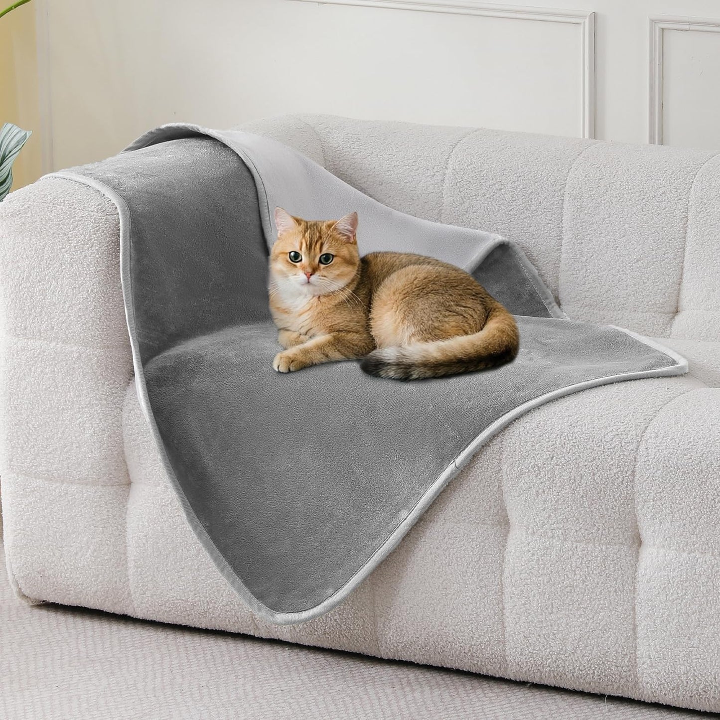 Waterproof Blanket 60"x80" for Adults, Reversible Waterproof Bed Cover for Dogs Cats Pets, Soft Leakproof Blanket for Bed Couch Sofa Furniture Protector, Dusty Pink/Off White