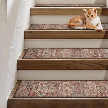 sarben Non Slip Stair Treads for Wooden Steps 15PCS - 8"x30" Indoor Safety Carpet, Edging Mats with TPE Adhesive Backing, Pet and Elderly Friendly Stair Rugs (Taupe) - Colors A