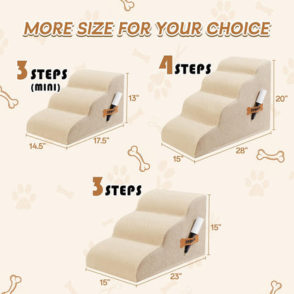Romrol Dog Stairs Ramp for High Beds Couches, High Density Foam Pet Steps with Durable Non-Slip Waterproof Fabric Cover, Dog Stairs for Small Dogs or Cats or Pets, 5-Step, 22 Inch, Grey