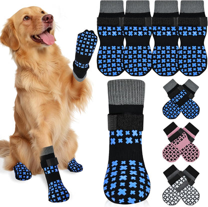 Non-Slip Dog Socks for Hardwood Floors Anti Slip Double-Sided Grippy Socks for Senior Dogs to Prevent Licking Paws, Scratching & Hot Pavement Premium Dog Paw Protector with Grippers Black L