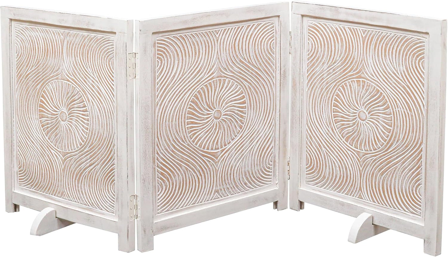Freestanding Pet Gate for Dogs, Foldable Wooden Dog Gate for House, Indoor Dog Gate for Stair, Doorway, House Design Gates for Dogs Indoor, 72 Inch Wide, (18" x4 Panels 72 inch), Burnt Finish