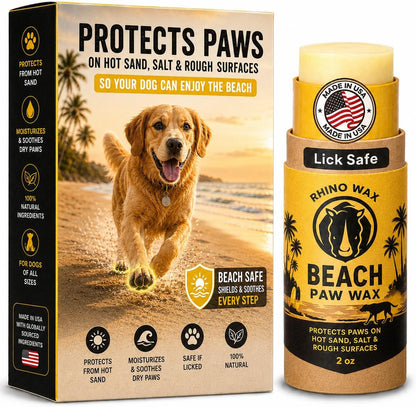 Rhino Wax - Dog Paw Protector for Hot Pavement - Use Street Wax Before Taking Dogs on Asphalt - Balm Protects from Warm Surfaces Rocks Road Debris - Great for Dogs who Hate Dog Shoes for Hot Pavement