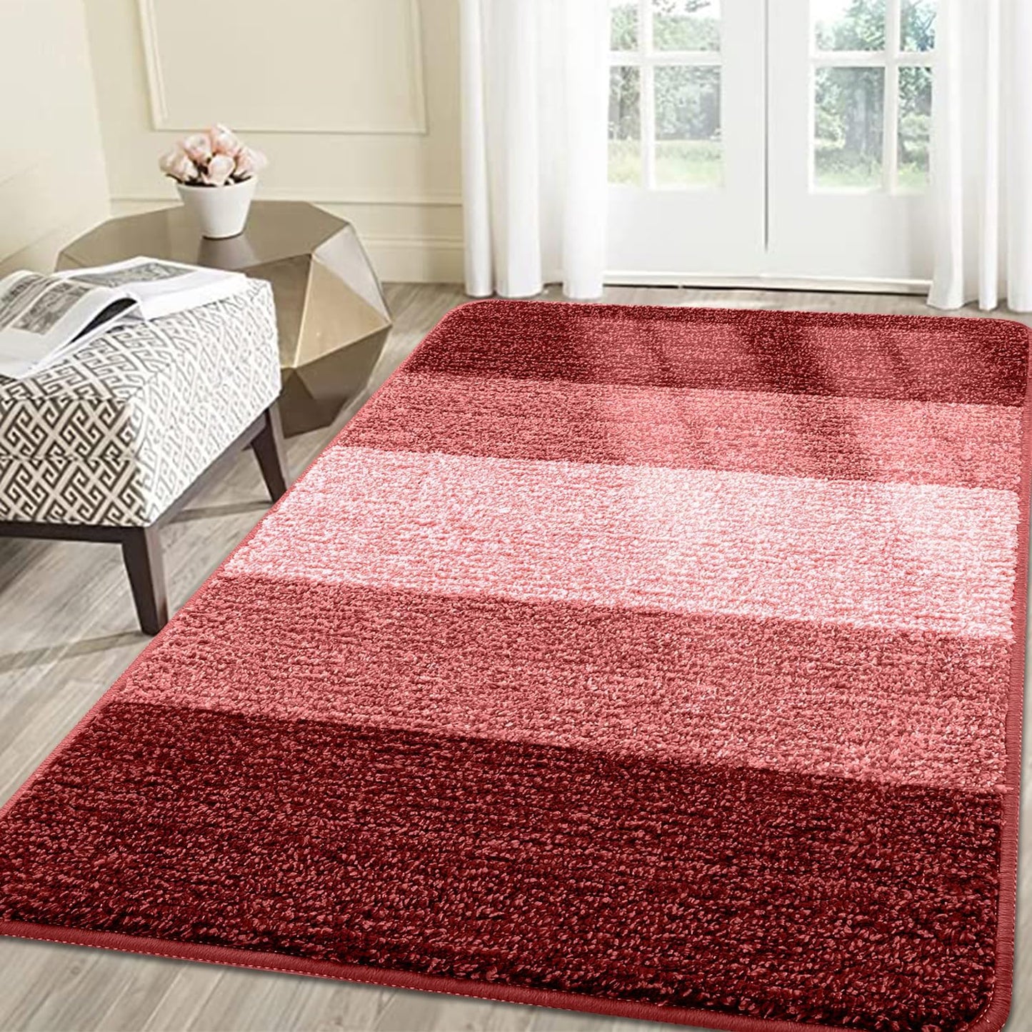 Smiry Dog Door Mat for Muddy Paws, Absorbs Moisture and Dirt, Low-Profile Entryway Mat with Non-Slip Backing, Entry Indoor Outdoor Doormat for Inside Floor (30x20 Inches, Grey, Striped)