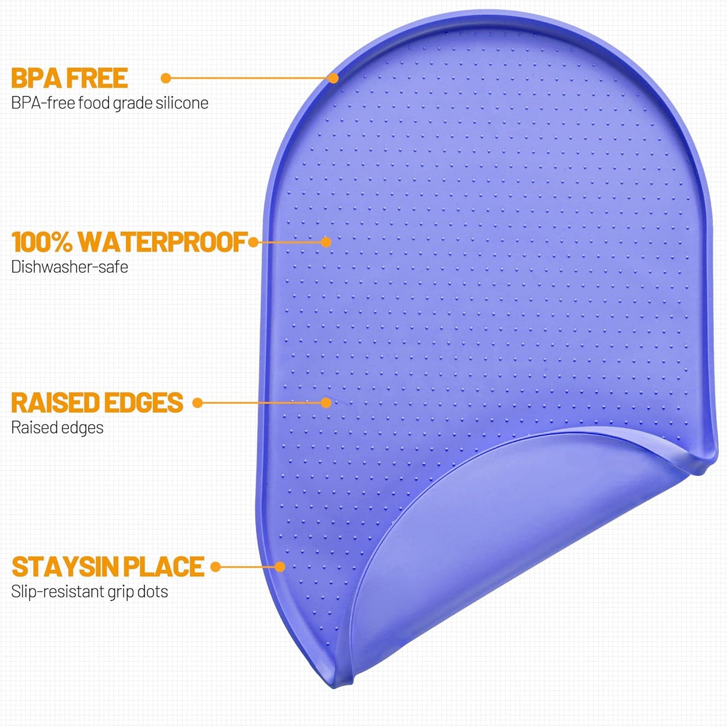 Hubulk 100% Waterproof Silicone Pet Feeding Mat with Raised Edge for Food and Water, Dog Bowl Mats, Cat Bowls Placemat with High Lip Protects Floor for Cats and Dogs (Gray, 19" L x 12" W)