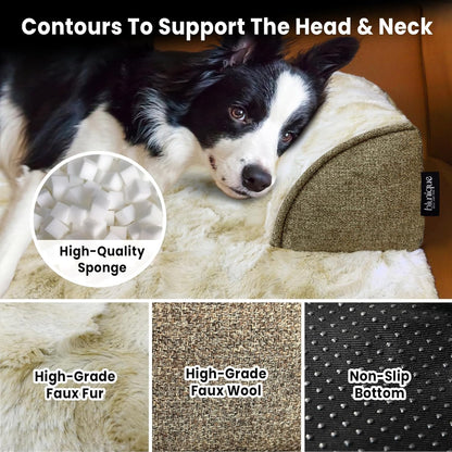 Calming Large Dog Bed for Couch, 41 x 37 inch Removable Couch Cover for Dogs Washable, Non-Slip Fluffy Plush Dog Sofa Mat for Furniture Protector - Grey