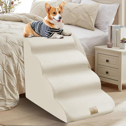 Mestuel 2-Tiers Extended Dog Stairs Steps for Couch Sofa, Dog Stairs for Small Dogs, Pet Stairs Ramp Ladder Friendly to Small Old Joint Injury Dogs Cats,Non-Slip & Washable,Blue
