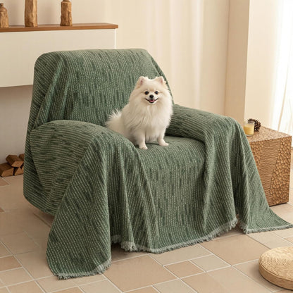 MYSKY HOME Couch Cover for Dogs, Washable Couch Covers, Non Slip Sofa Cover, Couch Cover 2 Cushion Sofa Dogs Furniture Protector with Tassels, Chenille Sofa Slipcover for Pets, 71"x118", Dark Grey
