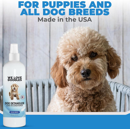 We Love Doodles Dog Detangler Spray - Leave-in Conditioner for Dogs - Dog Detangling Spray - Dematting Spray for Dogs - Tangle Remover - Made in The USA, Large 16 fl oz (Ocean Breeze)