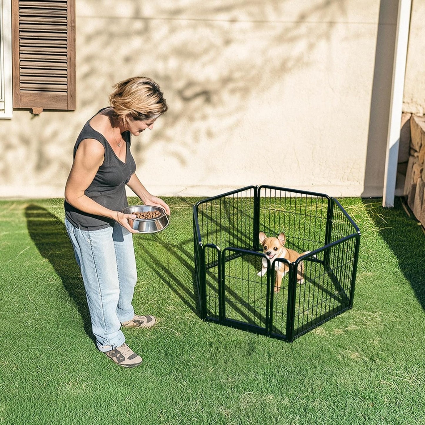 FXW Rollick Unleashed Dog Playpen for Indoor, Yard, RV Camping, 24 inch 8 Panels for Small and Puppy Dogs, Black│Patented