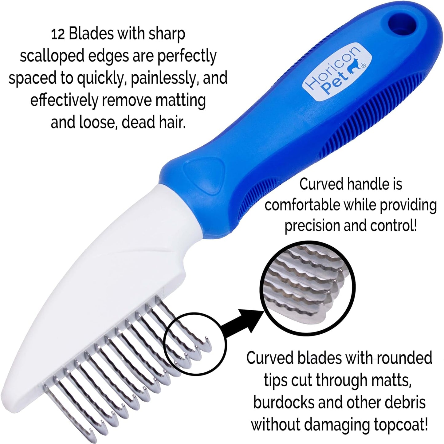 Detangling Dog Comb with Long & Short Stainless Steel Metal Teeth - Dogs, Cats & Small Animals for Removing Matted Fur, Knots & Tangles