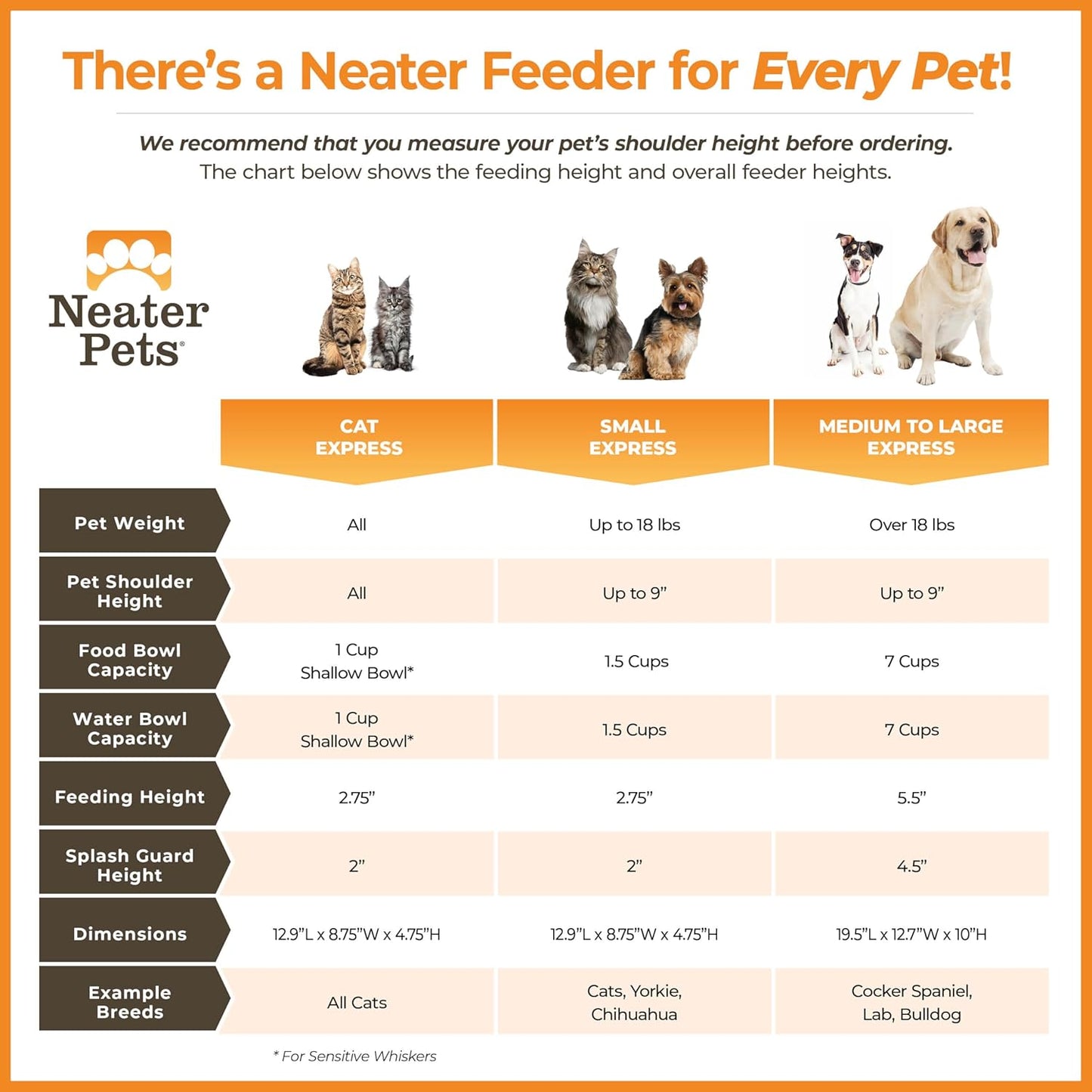 Neater Feeder Express Mess Proof Dog Bowls Elevated for Small Breeds under 15 Lb, Made in USA, No Spill Raised Dog Food Bowl Stand, Stainless Steel Food and Water Bowl Set, Feeding Station, Cappuccino