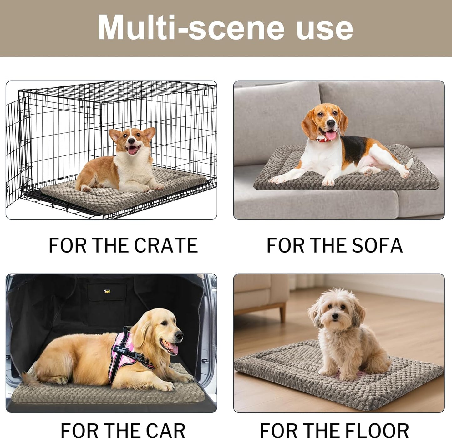 Dog Bed Mat – Soft & Comfortable Dog Kennel Pad for Crate – Durable Crate Bed & Mat for Dogs & Cats – Ideal for Crate, Kennel, and Home Use