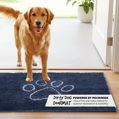 Dog Gone Smart Dirty Dog Doormat - Fast Drying Rug with Super Gripper Backing for Clean Floors - Super Absorbent and Machine Washable Mat for Muddy Paws - Grey