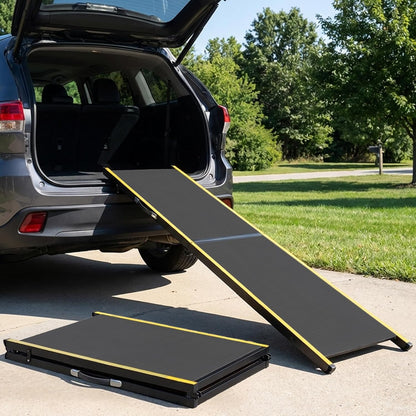 75” Dog Ramp for Car, Extra Long & Wide Pet Ramp for Large Dogs up to 300LBS, Heavy Duty Folding Dog Car Ramp for SUV/Truck/RV with Soft EVA Mat & Auto Lock, Portable Dog Ramp for SUV,Black