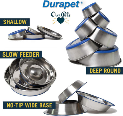 OurPet's DuraPet Slow Feed Premium Stainless Steel Dog Bowl, Silver (2040010301)
