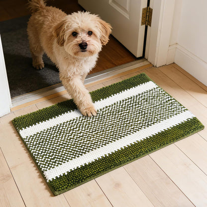 Dog Door Mat for Muddy Paws - Absorbent Quick-Dry Non-Slip Washable Chenille Pet Rug, Indoor Entryway Mat for Front Door & Crate (Brown, 24" L*16" W)