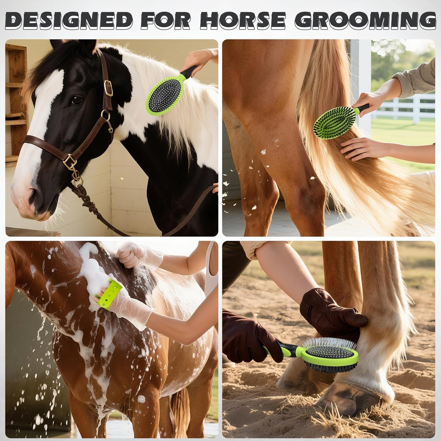 2PCS Pet Grooming Tools - Double-Sided Brush for Shedding and Bathing, Suitable for Short/Long Haired Dogs Cats and Horses, Deshedding Dog Brush, Mane & Tail Combs for Horses - Pet Supplies (Blue)
