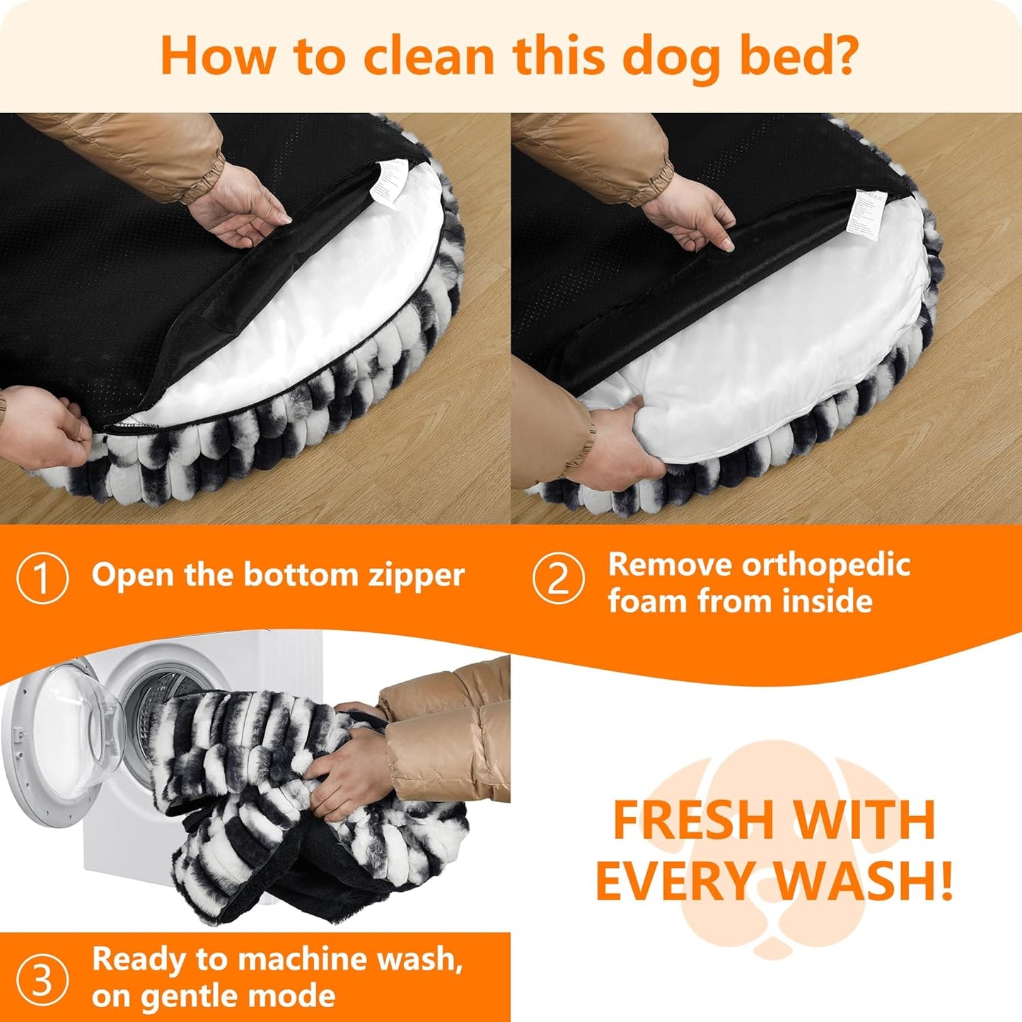 Dwanton Orthopedic Dog Bed for Medium Dogs with Gel Memory Foam, Waterproof Dog Sofa, Washable Pet Bed with Four Sided Bolster Cushion, Removable Cover & Non-Slip Bottom, 36", Dark Gray