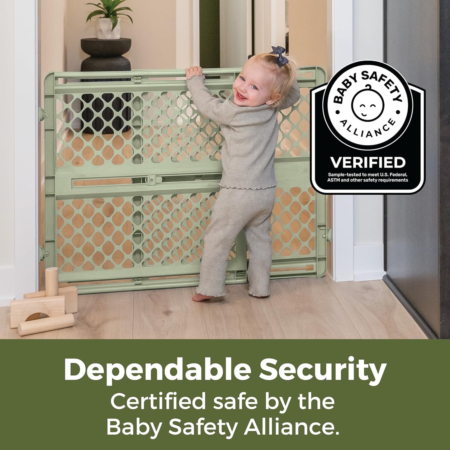 Toddleroo by North States - Renew 100% Recycled Plastic Baby Gate for Doorway; Sturdy for Indoor & Outdoor Use: Pressure Mounted, No Drill Gate; Made in USA; 26" to 42" Wide, 26" Tall; Pure White