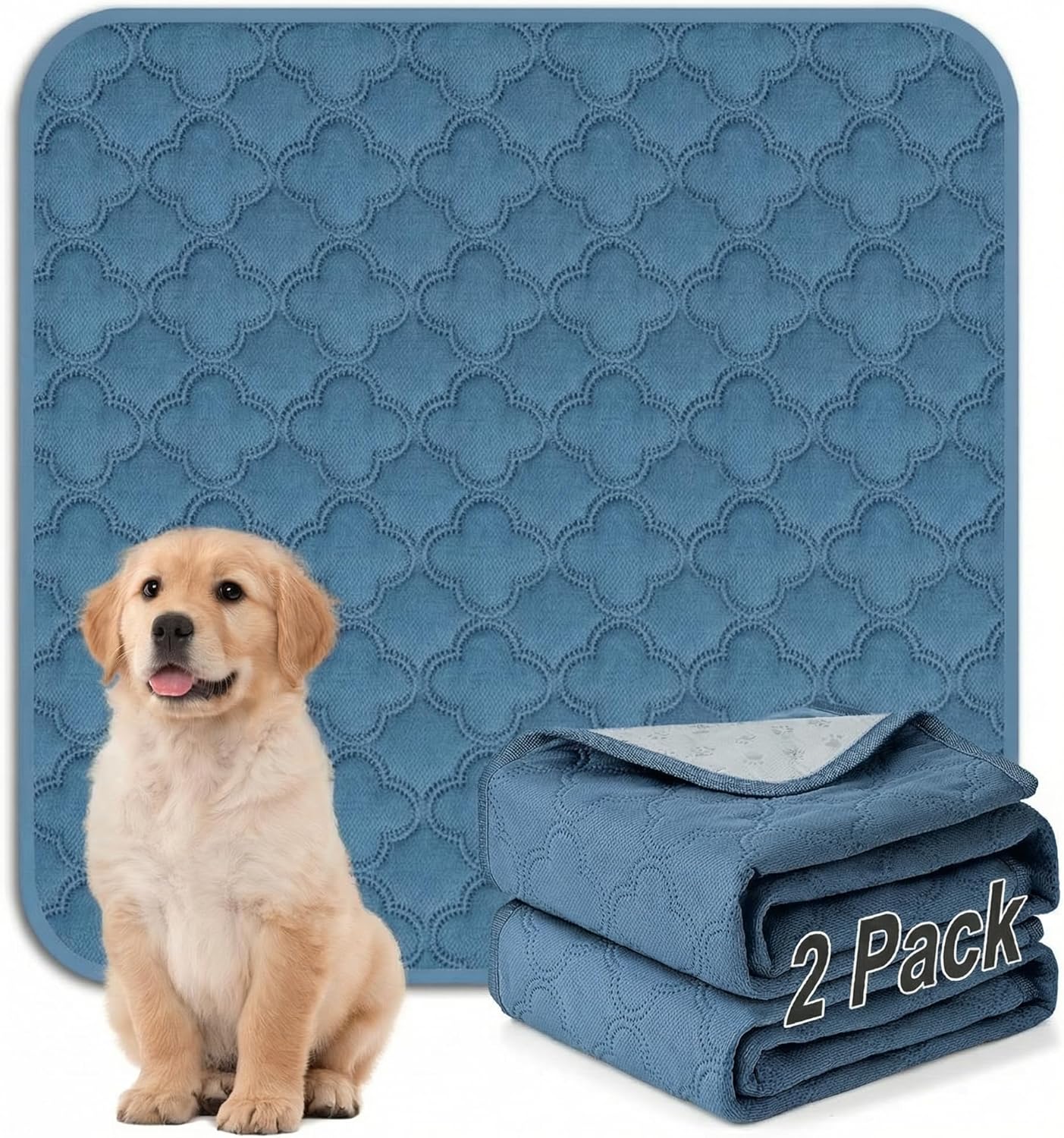 FunFurry Washable Pee Pads for Dogs - 4 Pack Reusable Pee Pads，Waterproof Puppy Pads，Pet Training Pads，Super Absorbent with Dog Paw Shape Non-Slip Backing (Cream, 18" X 24" - 4 Pack)